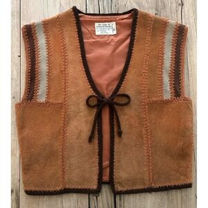 Vintage BOHO 70's Patchwork Suede Vest Sm/med Earthy Hippy Festival